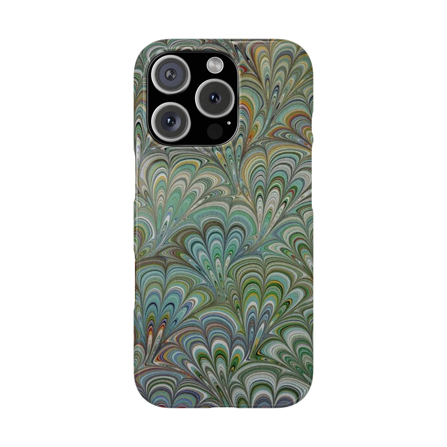 Deep Green Peacock Italian Marbled Design, Italy Feather Phone Case, Multi-Color, Slim Phone Cases, Case-Mate IPHONE16 and all sizes