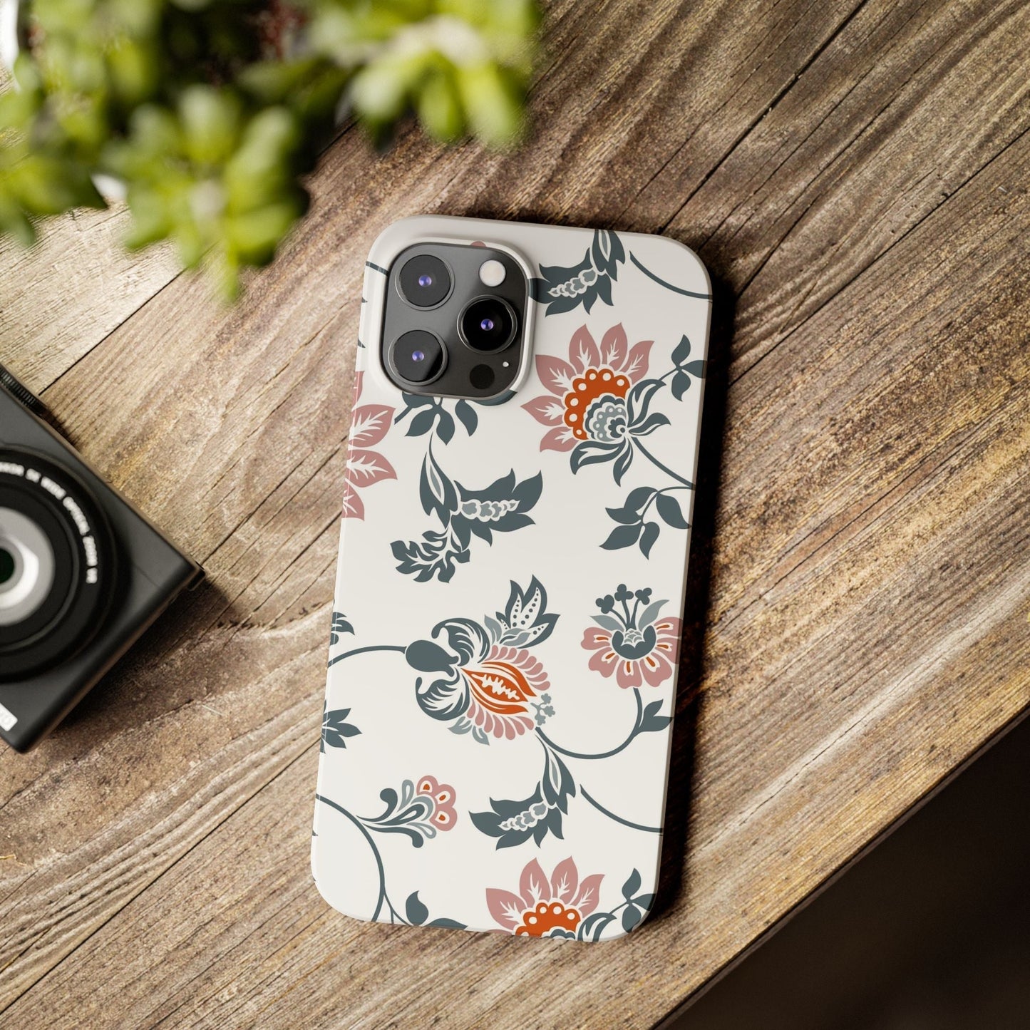 Pink and Green Flower Pattern, Floral Slim Phone Cases, Case-Mate IPHONE16 and all sizes