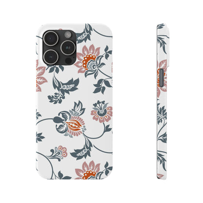 Pink and Green Flower Pattern, Floral Slim Phone Cases, Case-Mate IPHONE16 and all sizes