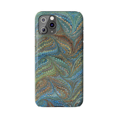 Blue and Green Italian Marbled Swirl Design, Italy Feather Phone Case, Multi-Color, Slim Phone Cases, Case-Mate IPHONE16 and all sizes