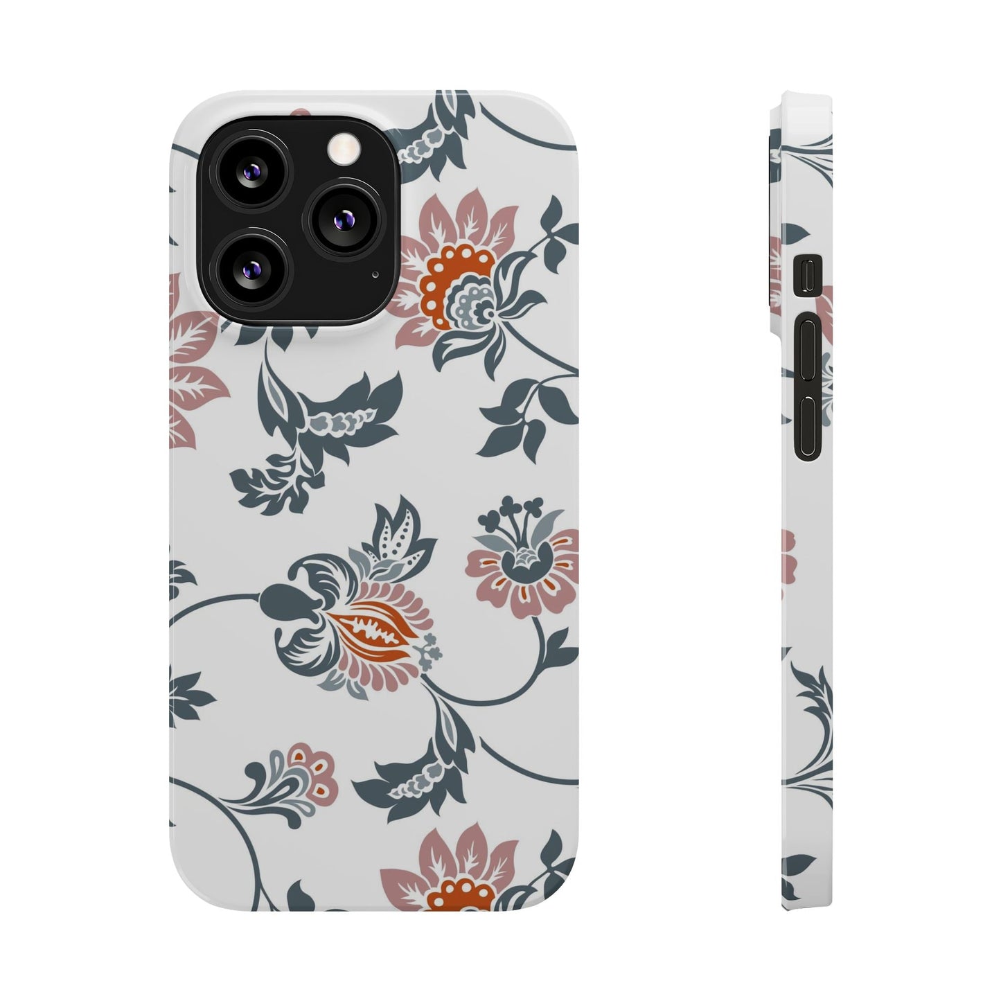 Pink and Green Flower Pattern, Floral Slim Phone Cases, Case-Mate IPHONE16 and all sizes